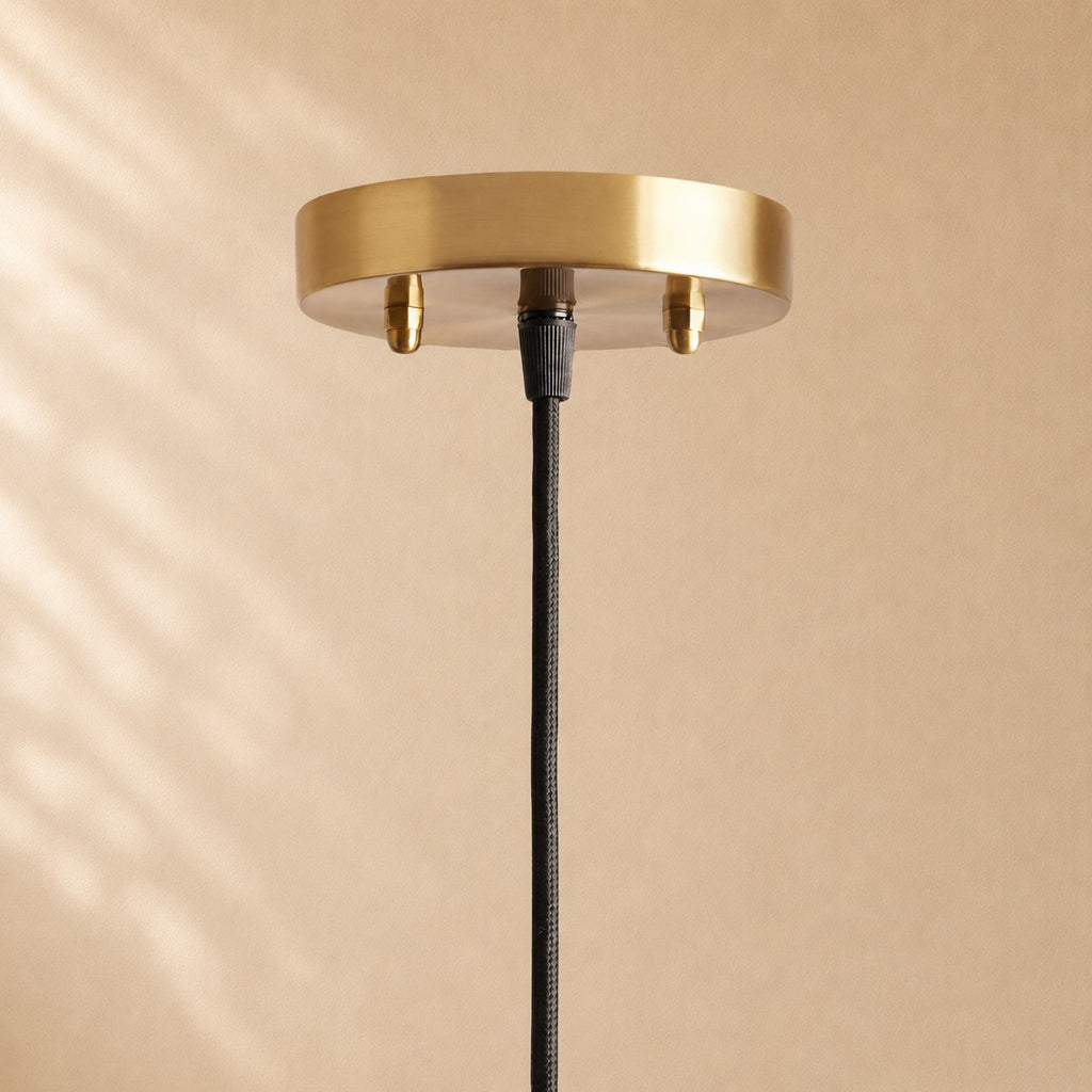 Ella Pleated Linen & Black Trim Pendant