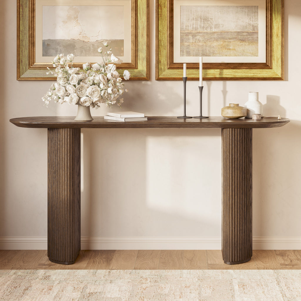 Epoque Solid Oak Fluted Console Table