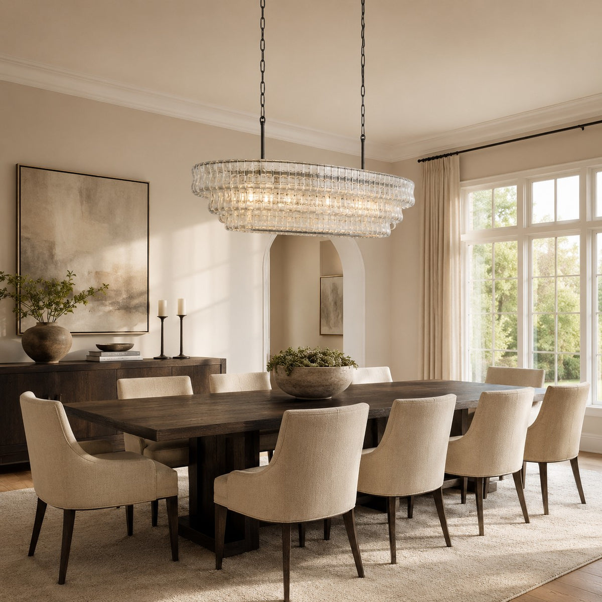 Erin Glass Oval Chandelier 54"W/65"W