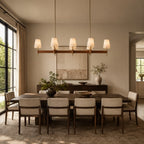 Harvey Leather Brass Linear Chandelier