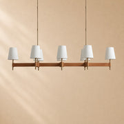 Harvey Leather Brass Linear Chandelier