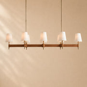 Harvey Leather Brass Linear Chandelier
