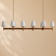 Harvey Leather Brass Linear Chandelier