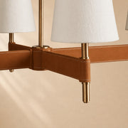Harvey Leather Brass Linear Chandelier