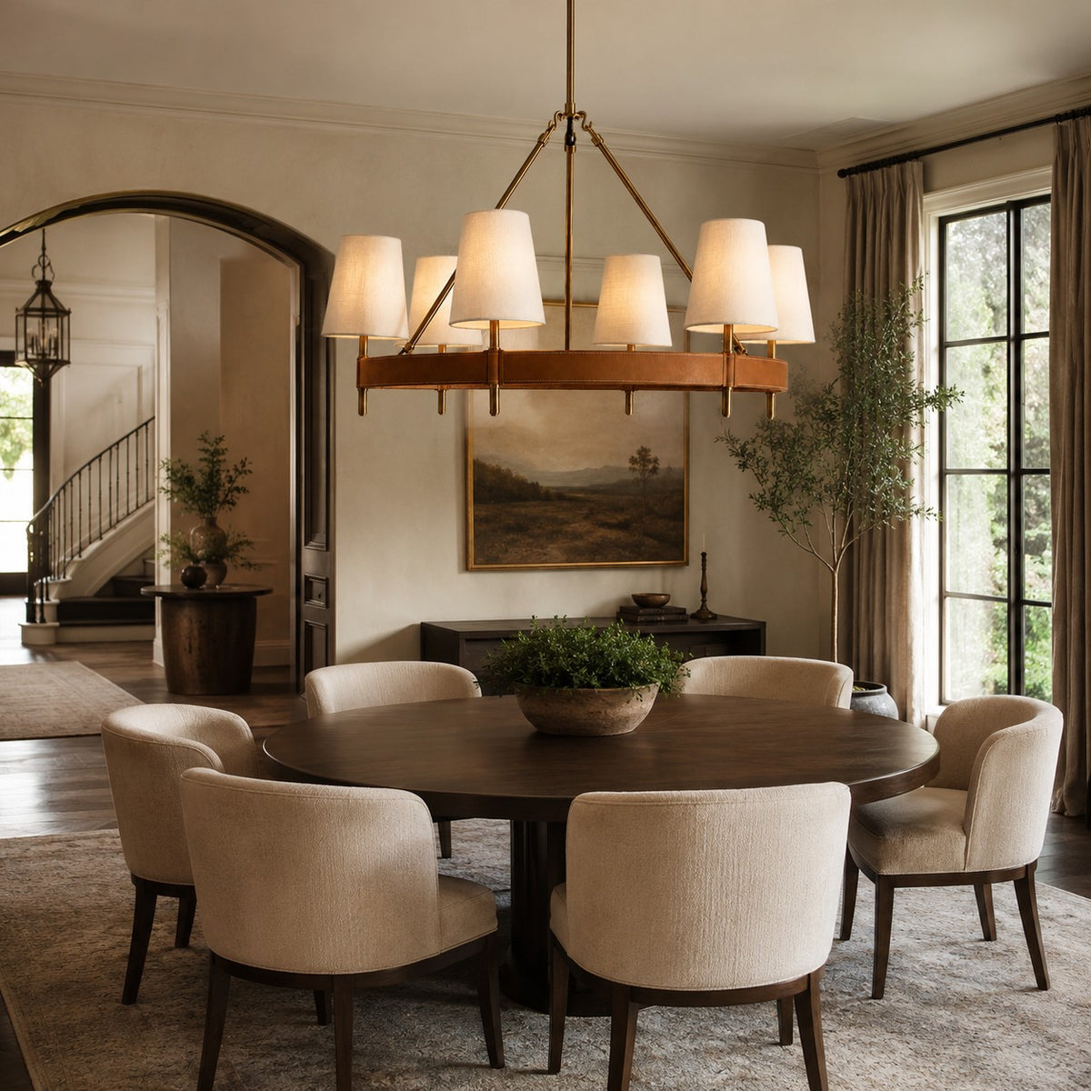 Harvey Round Brass Chandelier