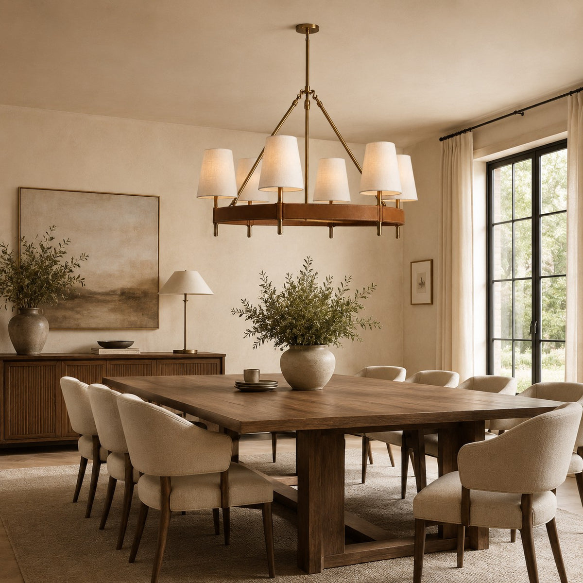 Harvey Round Brass Chandelier