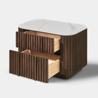 Haven Fluted Oak Stone Nightstand