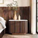 Haven Fluted Oak Stone Nightstand