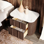 Haven Fluted Oak Stone Nightstand