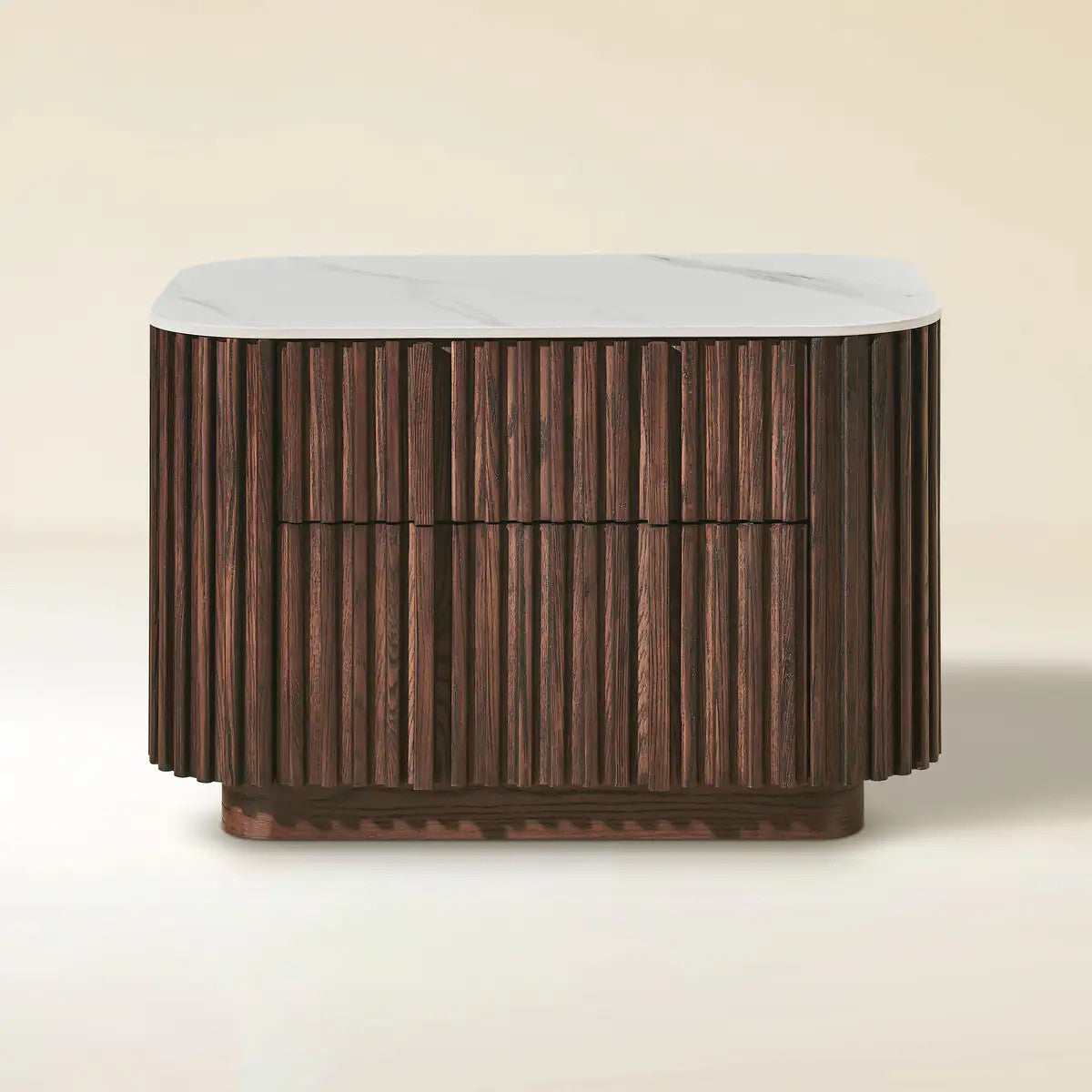 Haven Fluted Oak Stone Nightstand