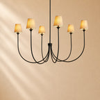 Hume 6-Light Curved Arm Chandelier with Linen Shades