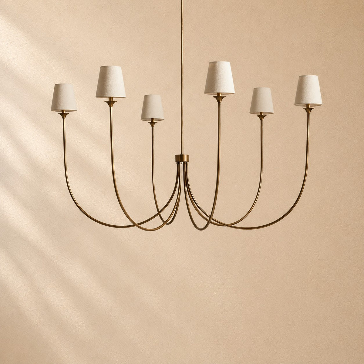 Hume 6-Light Curved Arm Chandelier with Linen Shades