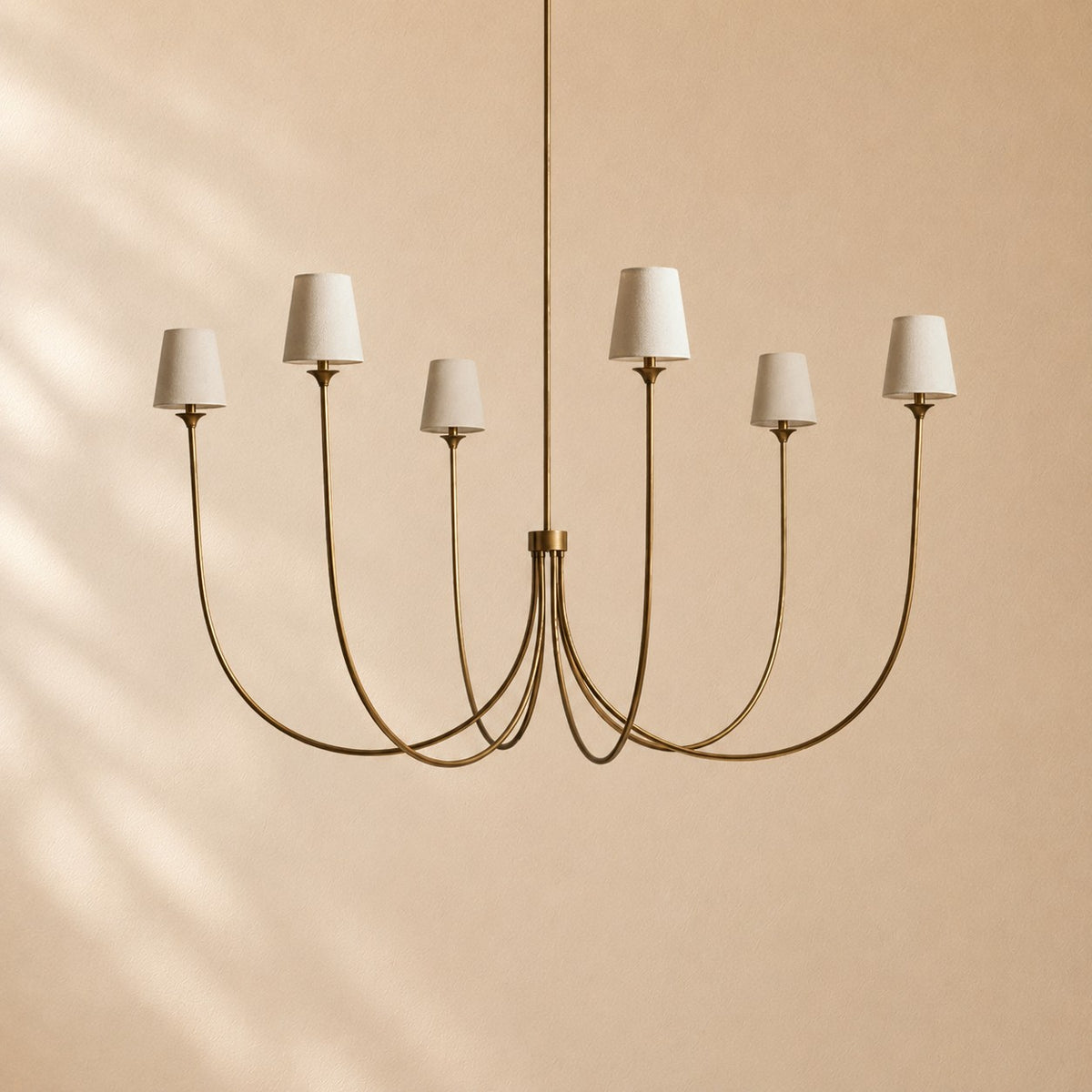 Hume 6-Light Curved Arm Chandelier with Linen Shades