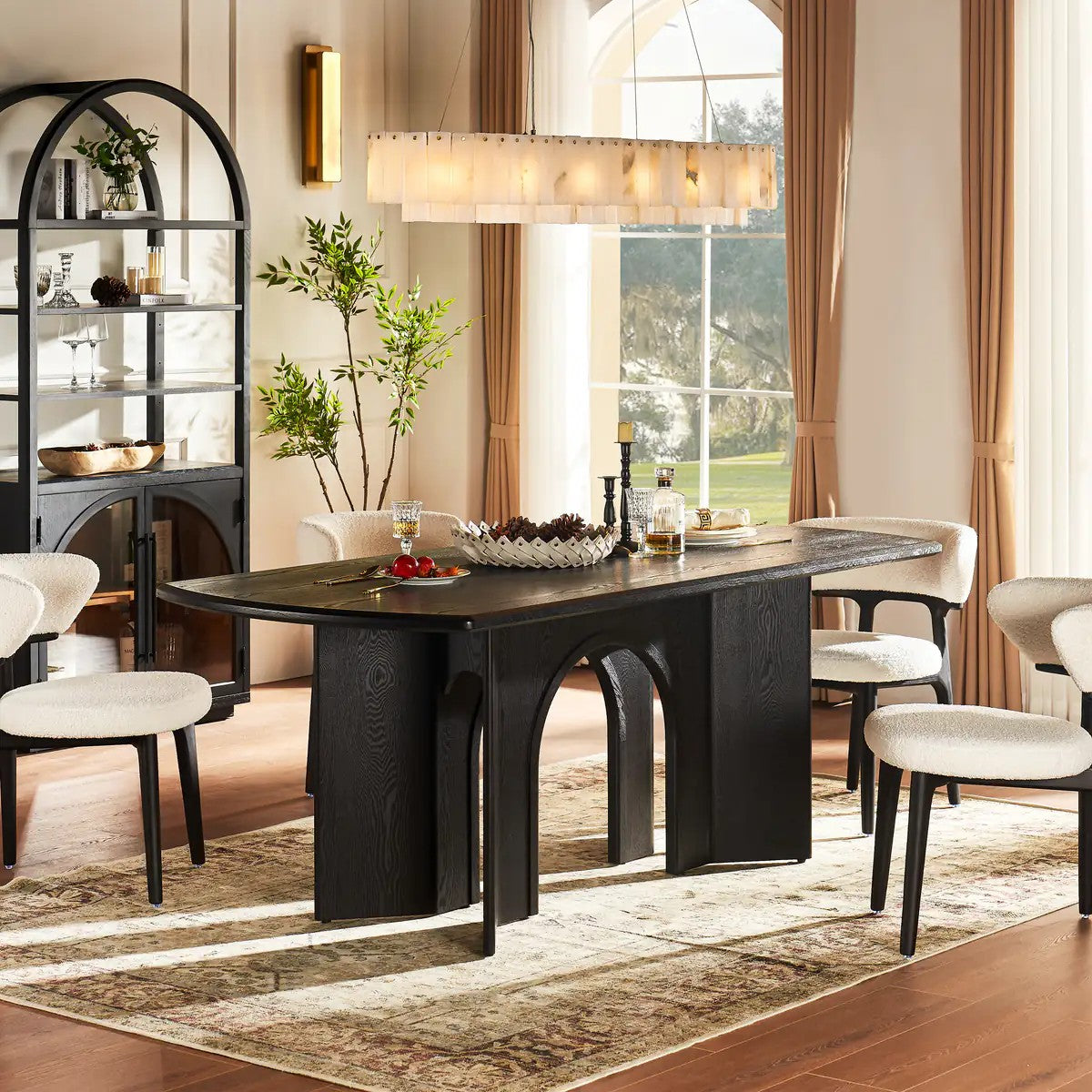 Kael Arch Solid Oak Dining Table 84“W