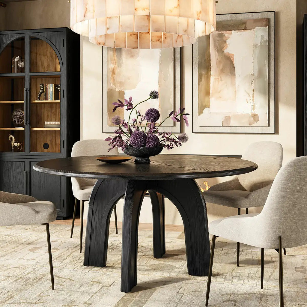 Kael Arch Solid Oak Round Dining Table 60"D