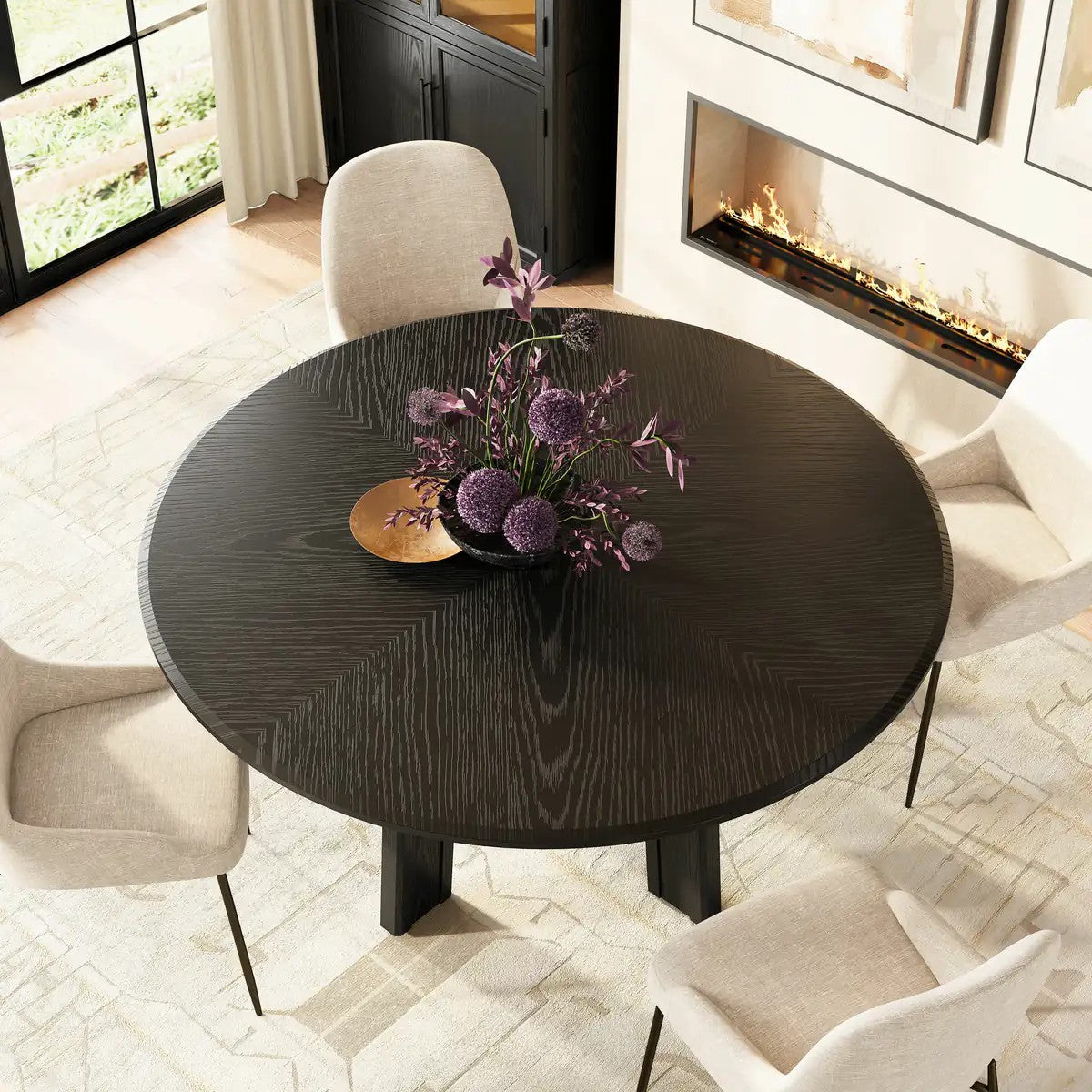 Kael Arch Solid Oak Round Dining Table 60"D
