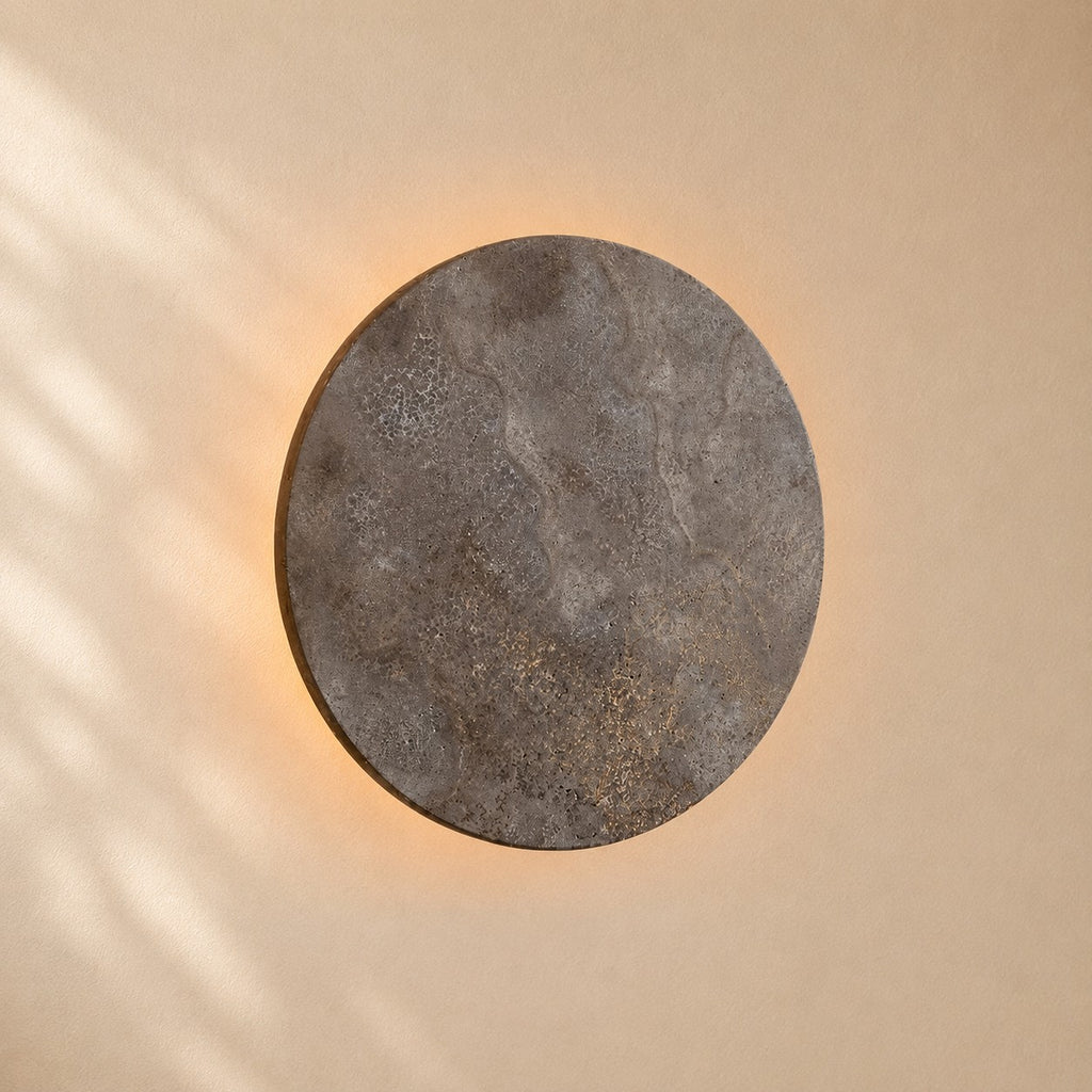 Leif Travertine Disc Outdoor Sconce