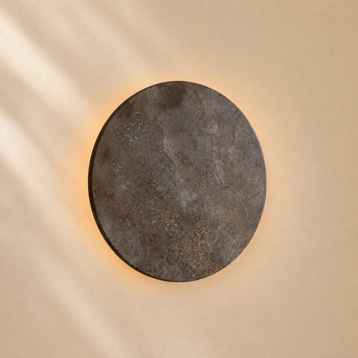 Leif Travertine Disc Outdoor Sconce