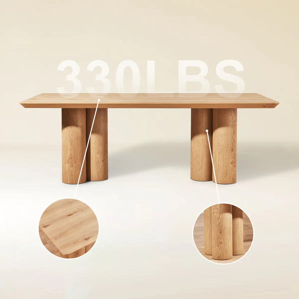 Lira Solid Oak Dining Table 86“W