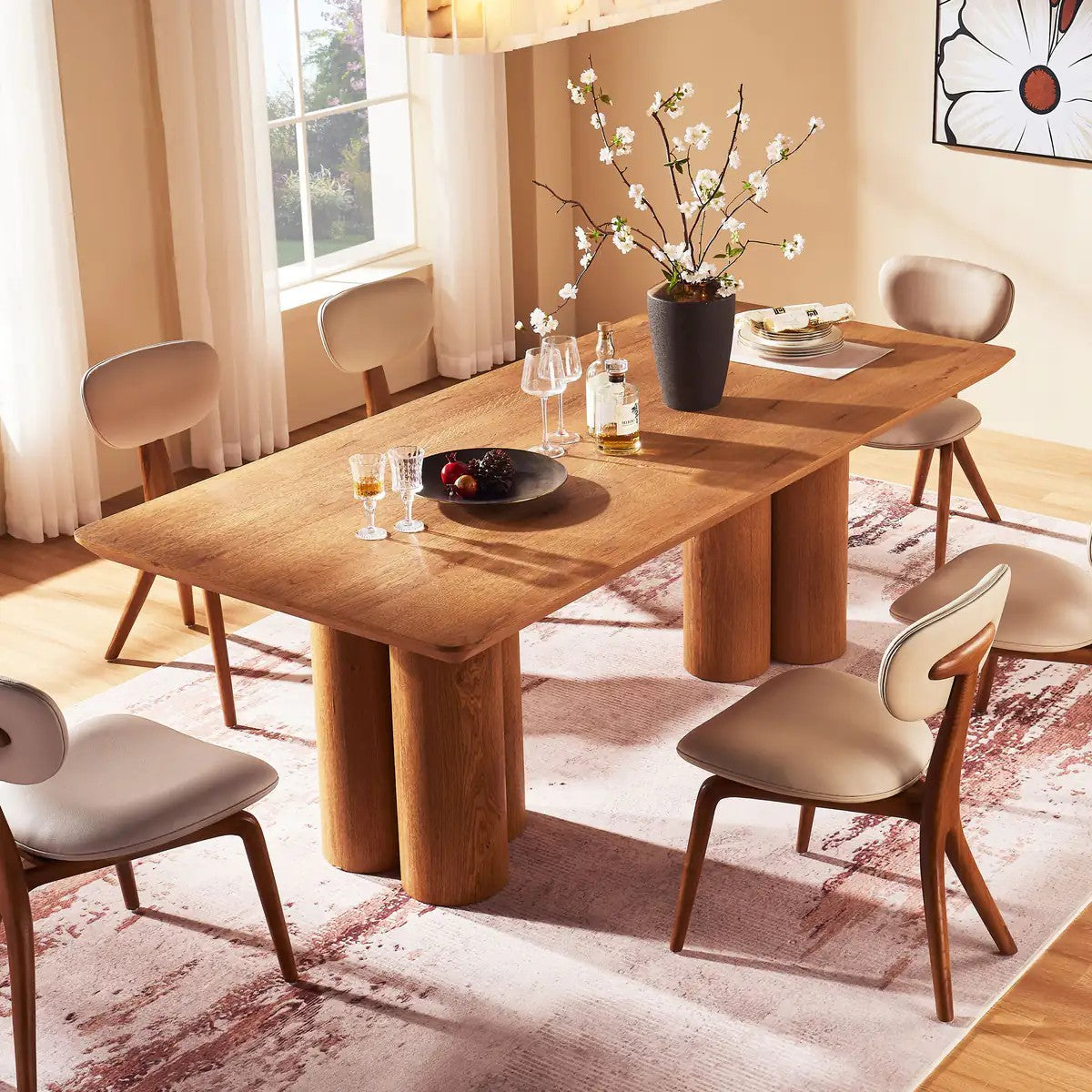 Lira Solid Oak Dining Table 86“W