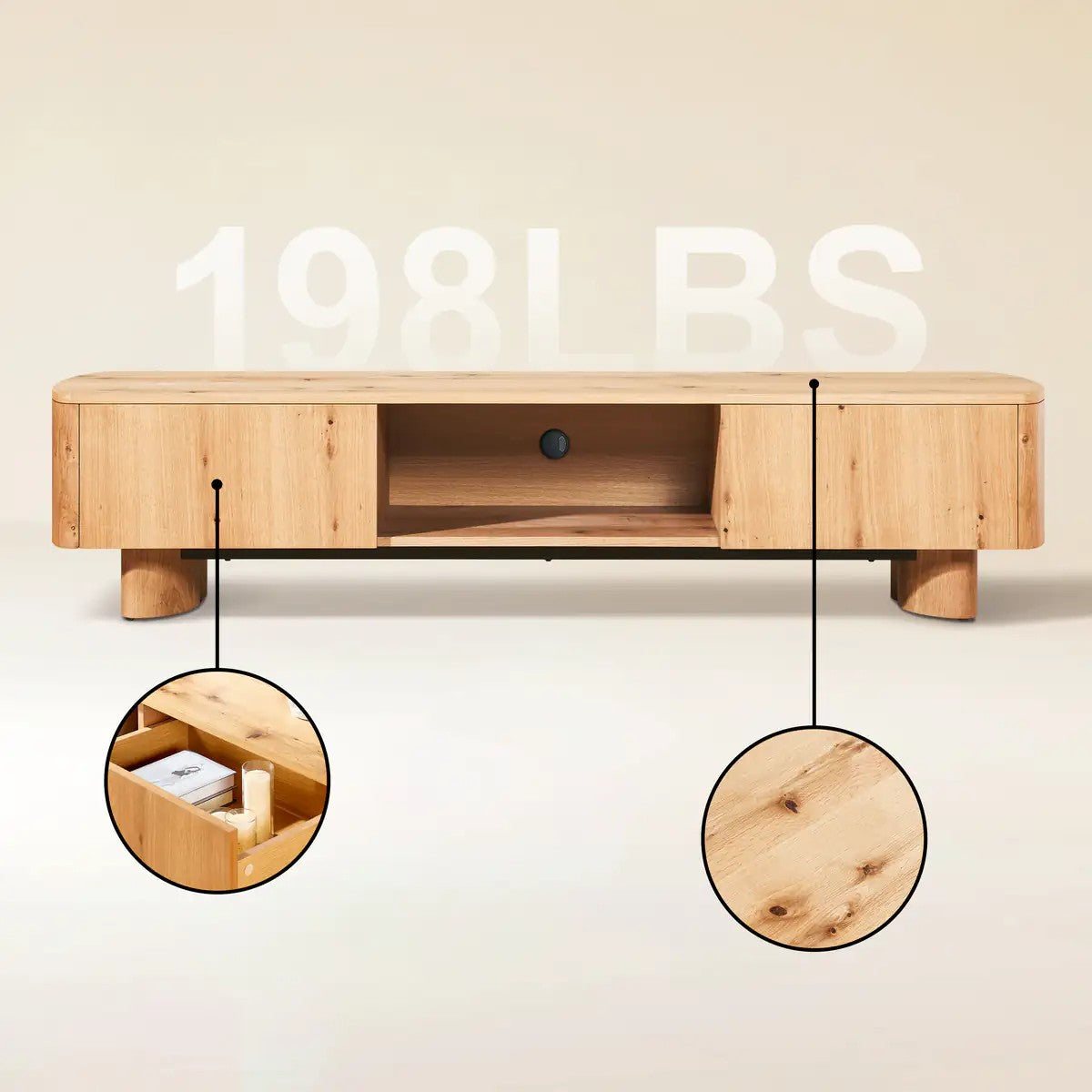 Lira Solid Oak Media Console