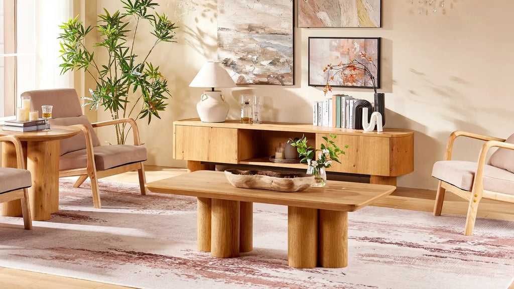 Lira Solid Oak Round Coffee Table 47"W
