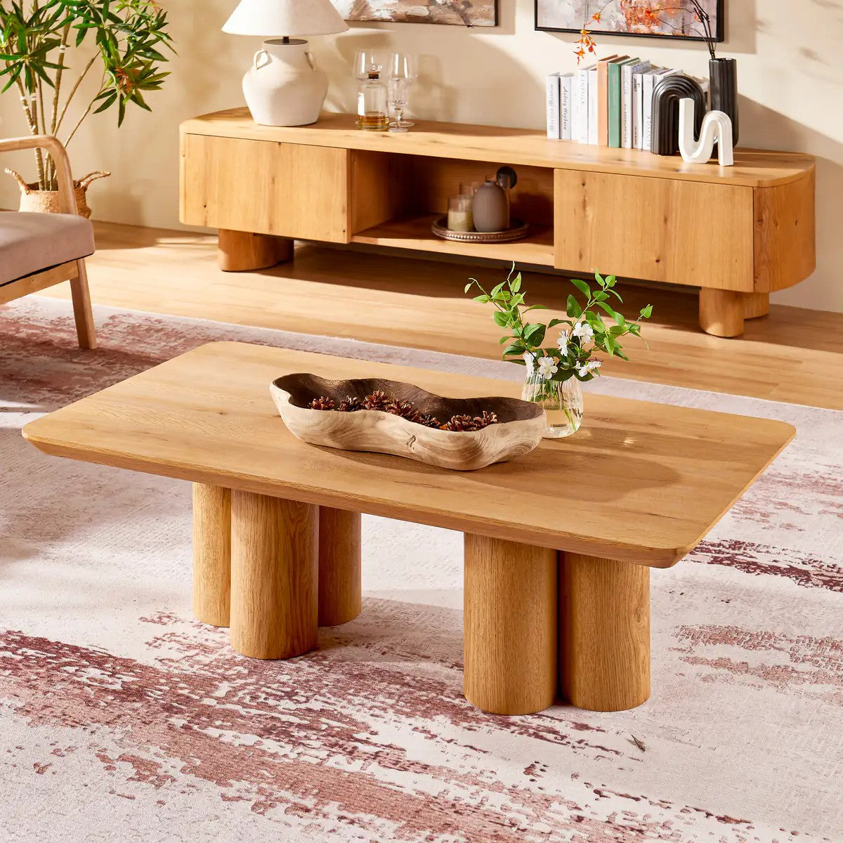 Lira Solid Oak Round Coffee Table 47"W