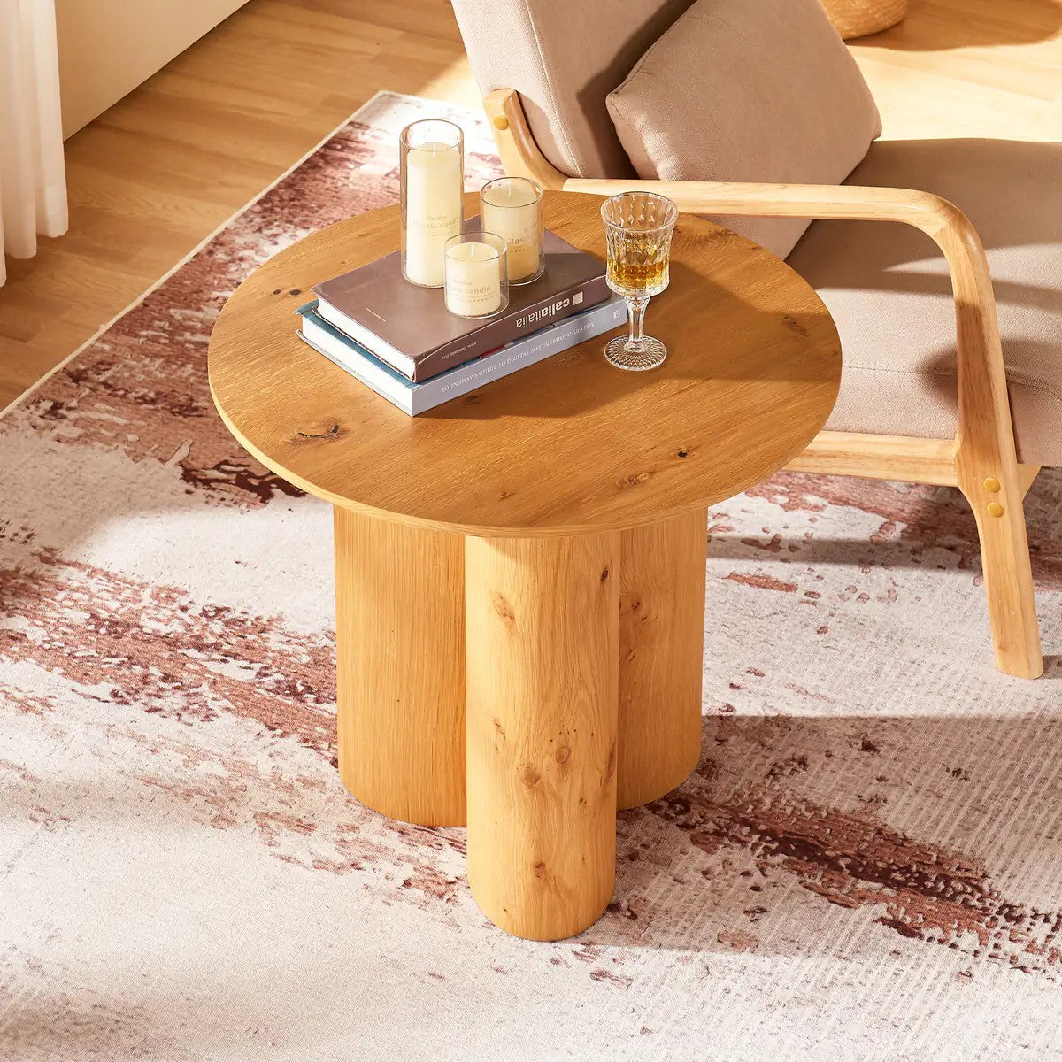 Lira Solid Oak Side Table 24"D