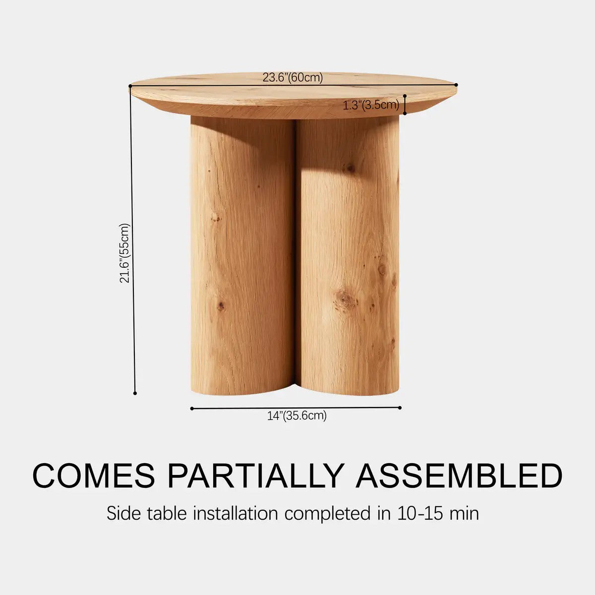 Lira Solid Oak Side Table 24"D