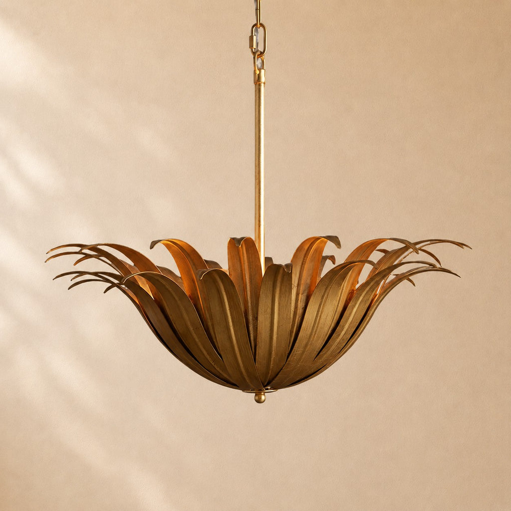 Myra Palm Leaf & Brass Pendant
