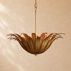 Myra Palm Leaf & Brass Pendant