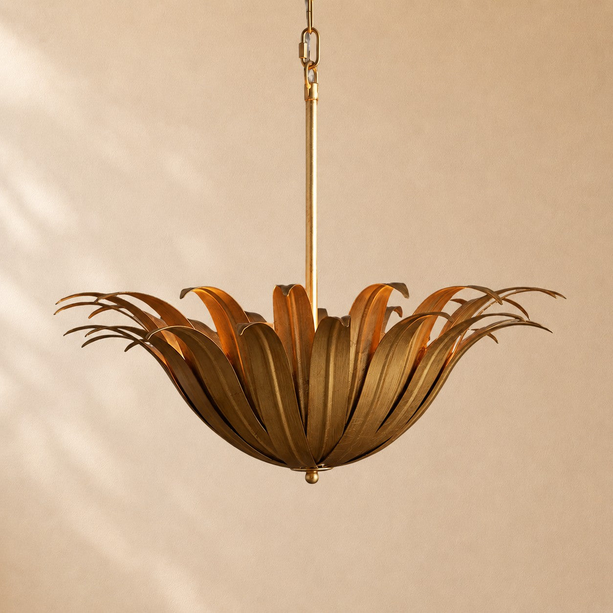 Myra Palm Leaf & Brass Pendant