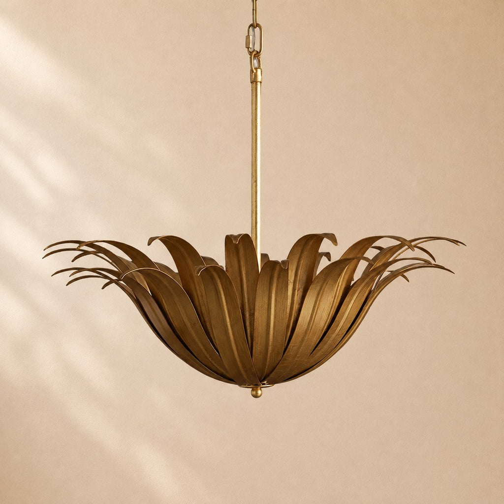 Myra Palm Leaf & Brass Pendant