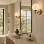Nelly Gooseneck Ribbed Opal Glass Wall Sconce
