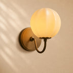 Nelly Gooseneck Ribbed Opal Glass Wall Sconce