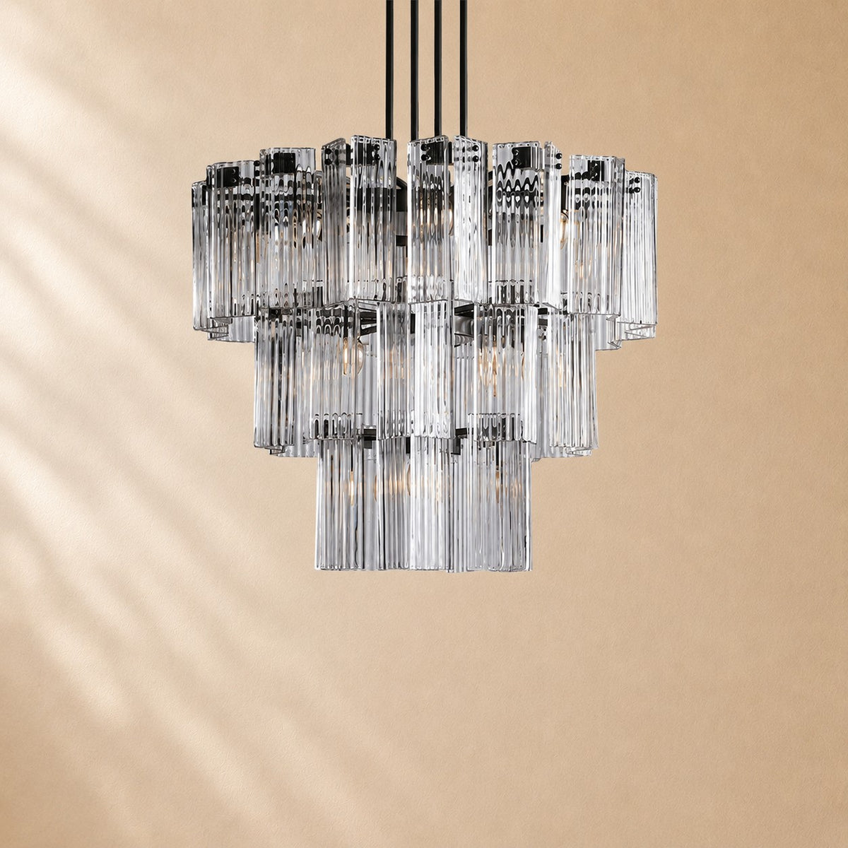 Norris Art Glass Round Chandelier 38"