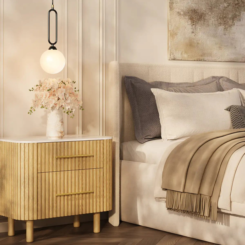 Nova Fluted Solid Oak Nightstand