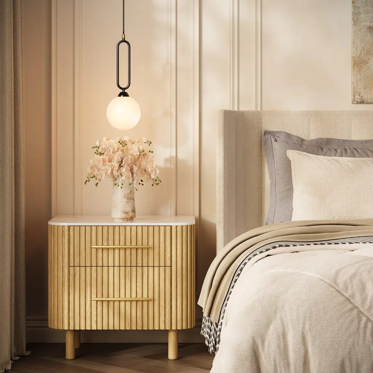Nova Fluted Solid Oak Nightstand