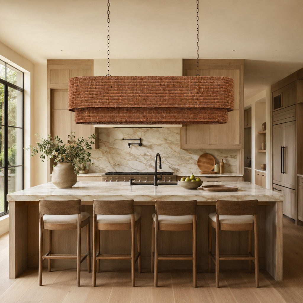 Penn Rattan Linear Chandelier