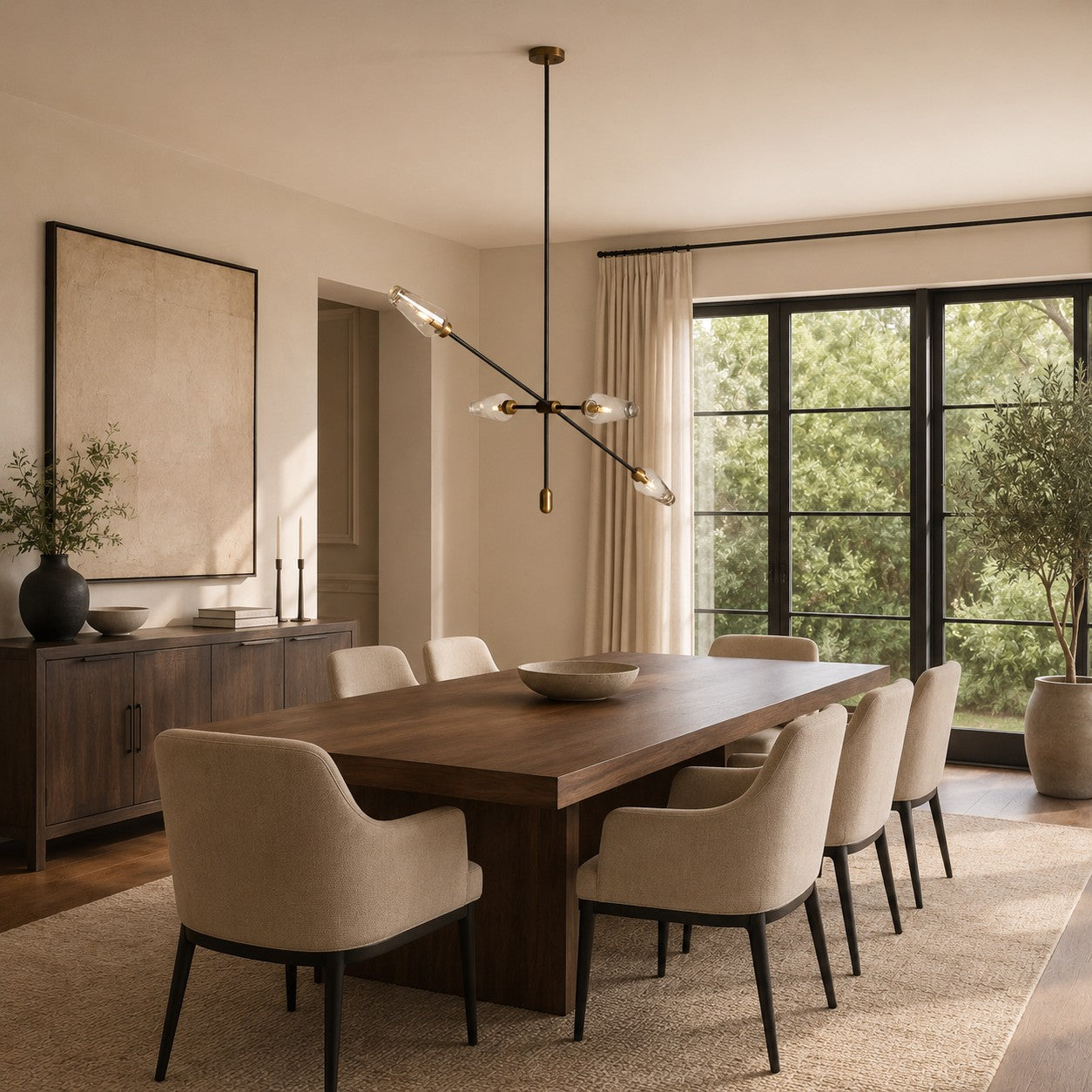 Samue Bronze Glass Chandelier