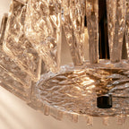 Steele Deco Brass Flush Mount with Textured Glass Panels