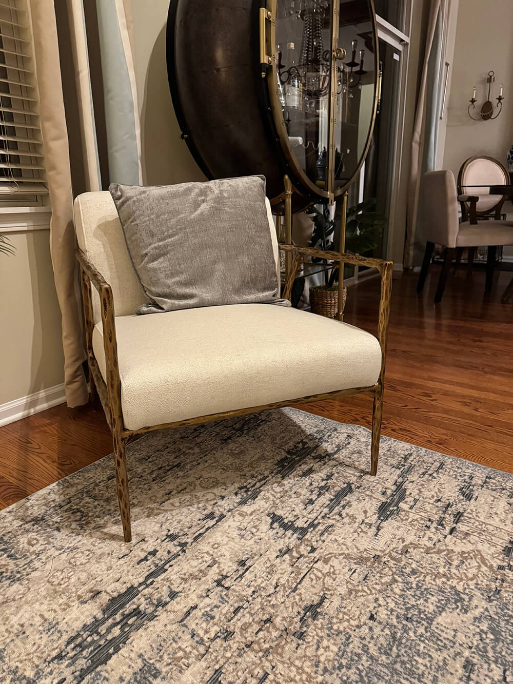 Aurelia Forge Retro Silver Iron Frame  Armchair