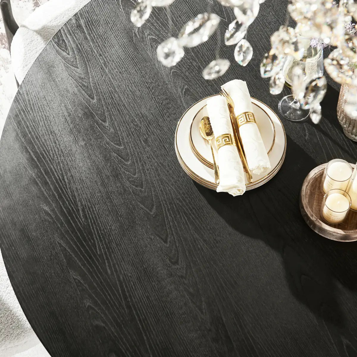 Veyrah Sculptural Solid Wood Round Dining Table