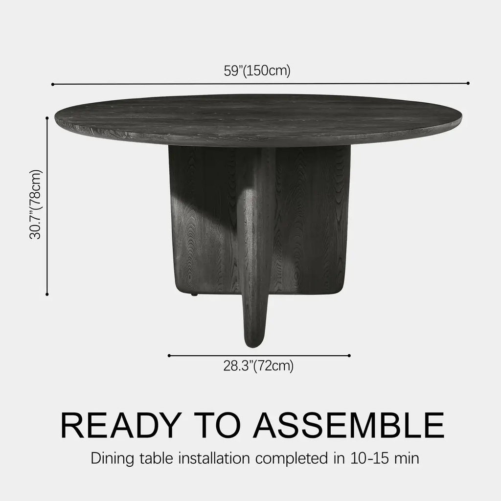 Veyrah Sculptural Solid Wood Round Dining Table