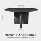Veyrah Sculptural Solid Wood Round Dining Table