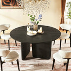 Veyrah Sculptural Solid Wood Round Dining Table