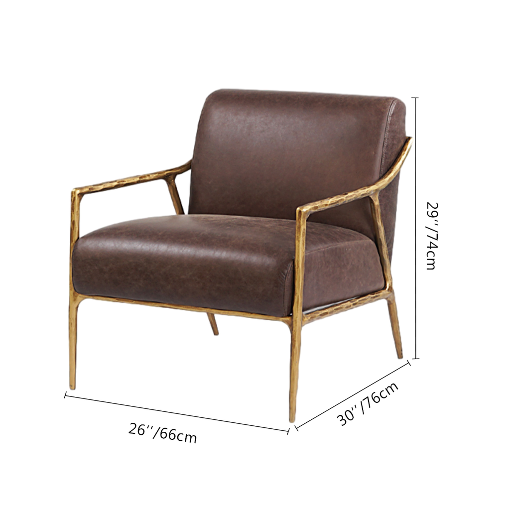 Aurelia Forge Brown Leather Accent Chair