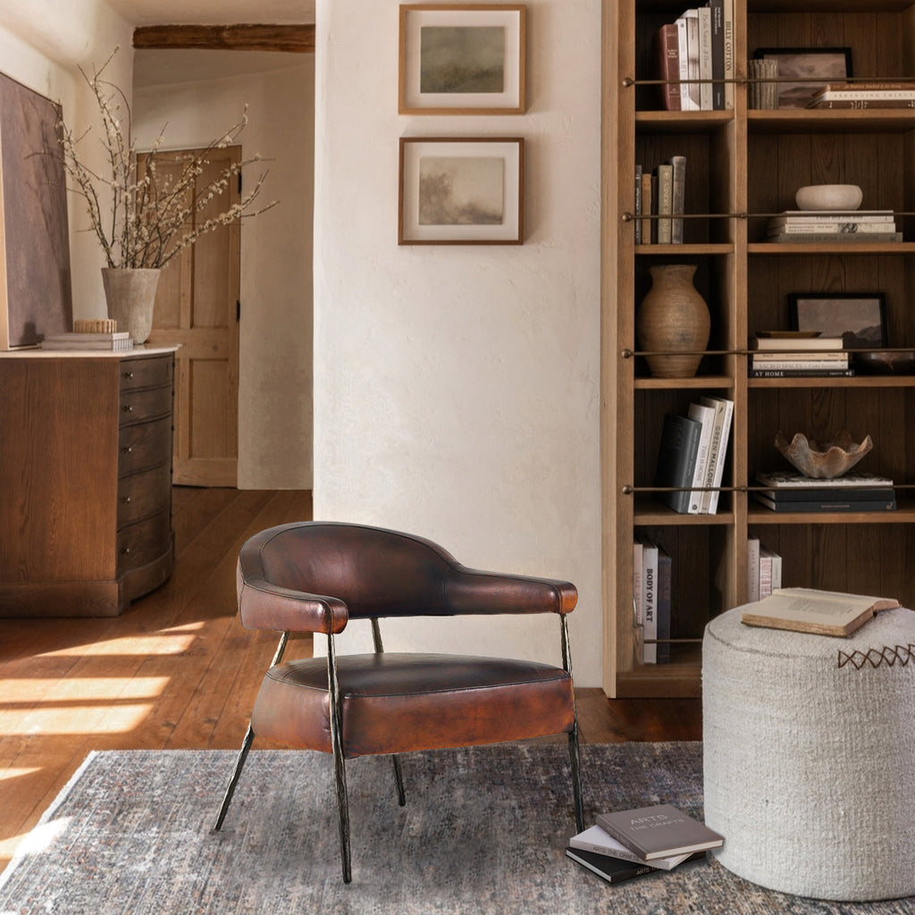 Aurelia Forge Brown Leather Lounge Armchair