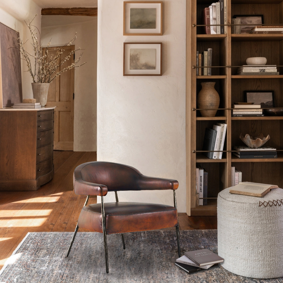 Aurelia Forge Brown Leather Lounge Armchair