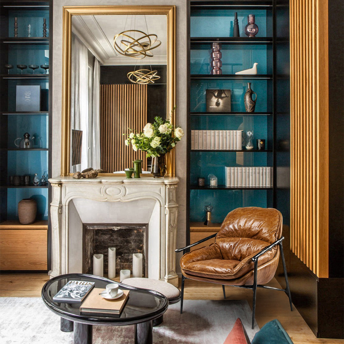 Aurelia Forge Brown Leather Accent Chairs